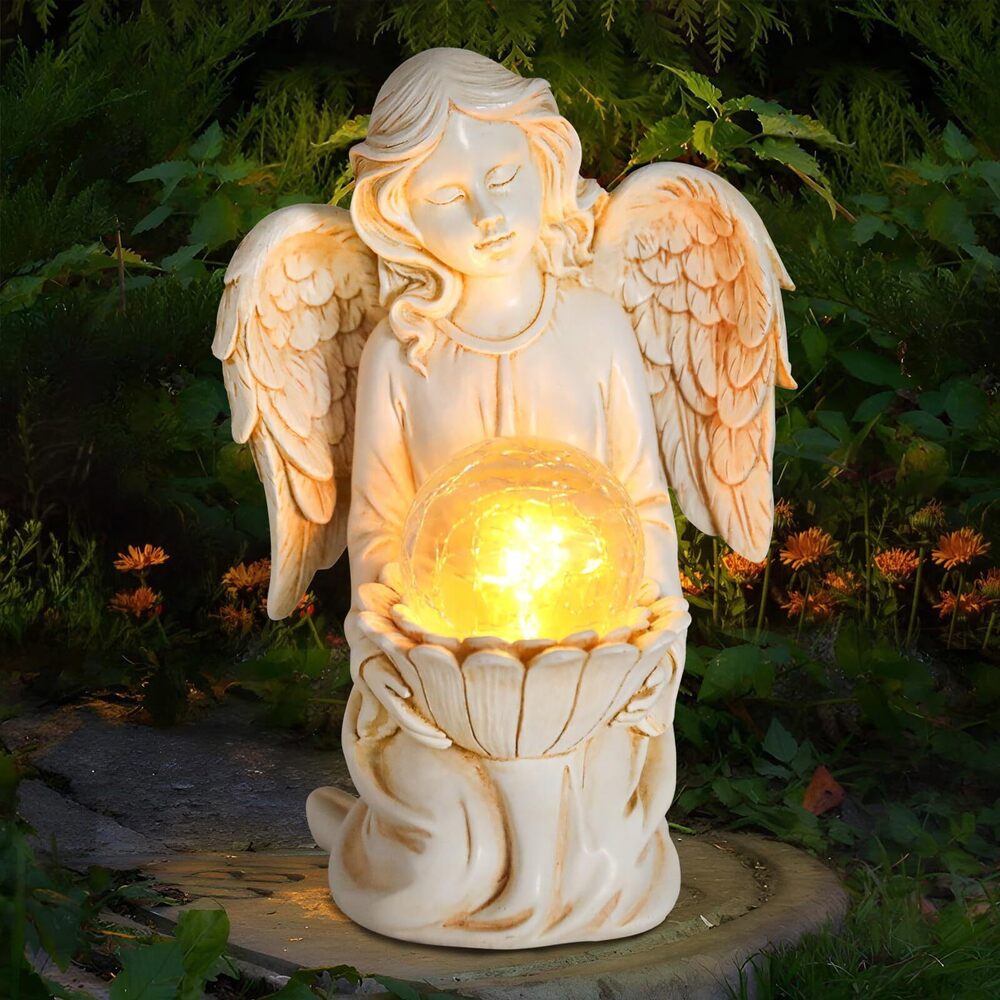 6930 Angel Statue Outdoor Decor, Angel Gardening Gifts with Solar LED